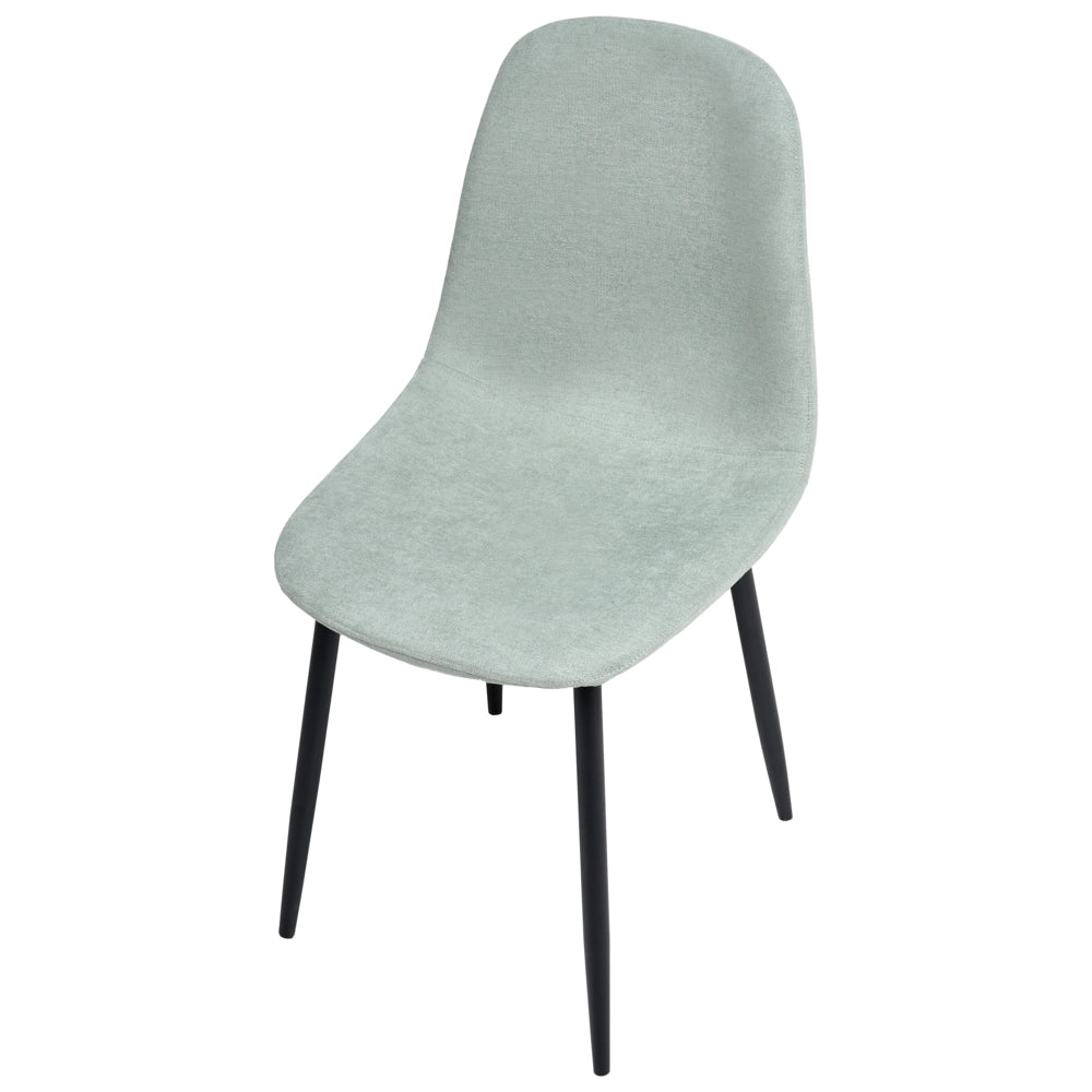 Set di 4 sedie da pranzo Verde Poliestere Tappezzato Ferro Gambe Nere Sala da pranzo senza braccioli