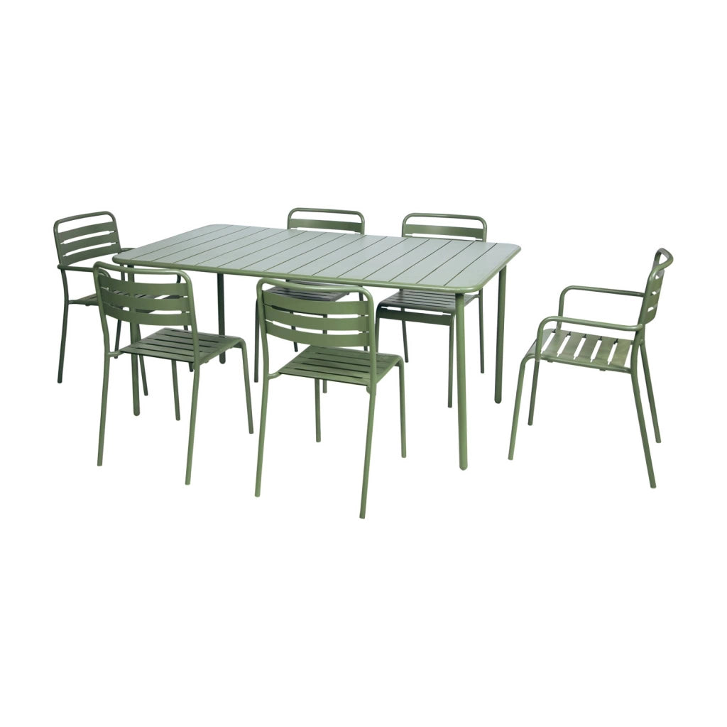 Tavolo da giardino in metallo 6-8 posti, 160cm, verde