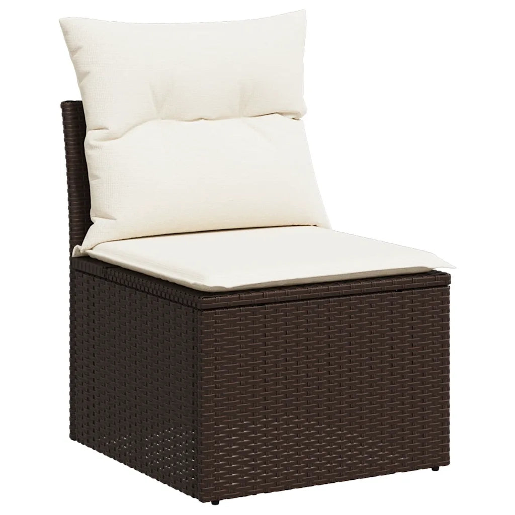 Sedia Giardino Senza Braccioli con Cuscini Polyrattan Marrone CFW6584731