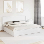 Struttura del letto con stoccaggio e testata-Giroletto con contenitore Bianco 986110
