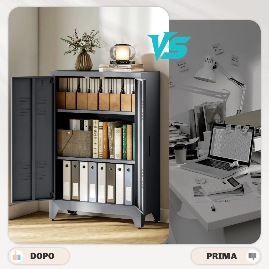 Armadio Metallico 2 Ante Stile Industriale ¨C Xylo ¨C Grigio 75x33x110cm