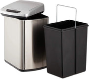 Pattumiera da cucina con coperchio automatico e contenitore argentato da 12 litri con chiusura ermetica 13_0002336