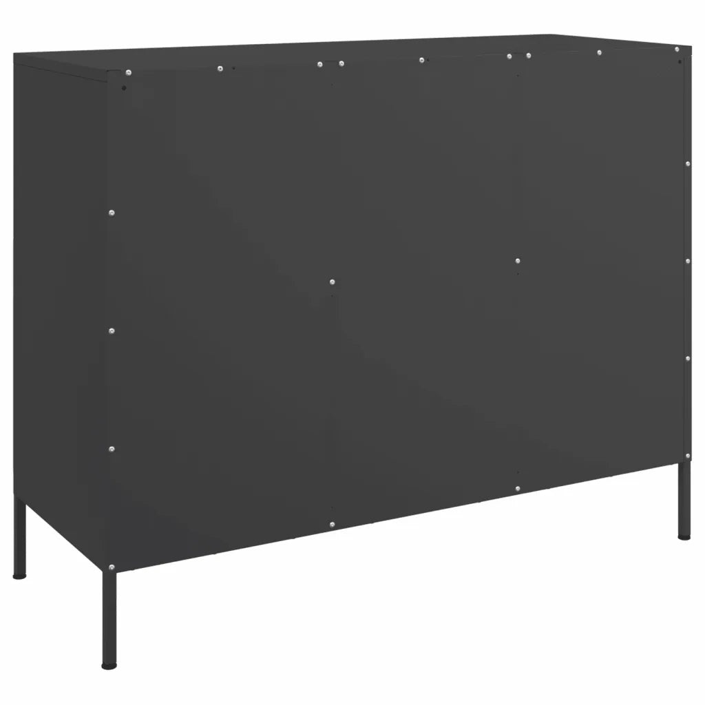 Credenza | Madia | Buffet da pranzo | Armadio da pranzo Nera 100,5x39x79 cm in Acciaio