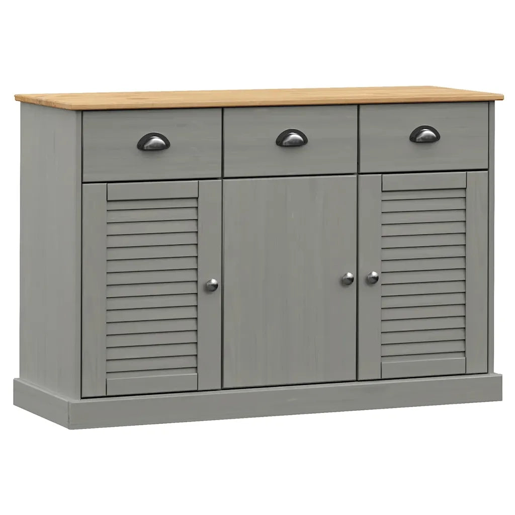 Credenza | Madia | Buffet da pranzo | Armadio da pranzo Cassetti VIGO 113x40x75 cm Legno Massello Pino Grigio