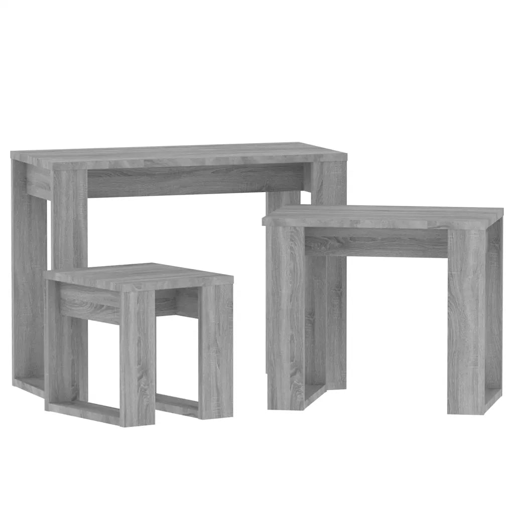 Tavolini Impilabili 3 pz | Tavolo laterale Grigio Sonoma in Legno Multistrato