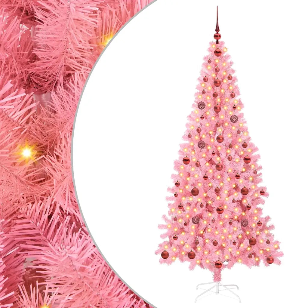 Albero di Natale con 300 LED con supporto-Luci decorative natalizie Rosa 210 cm PVC 720907