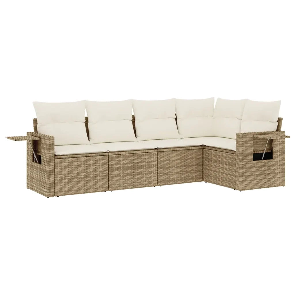 Set Divano da Giardino 5 pz con Cuscini Beige in Polyrattan 3252465