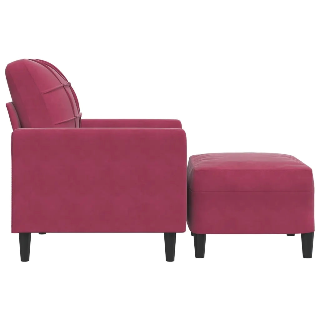 Poltrona con Poggiapiedi Rosso Vino 60 cm in Velluto 3278261