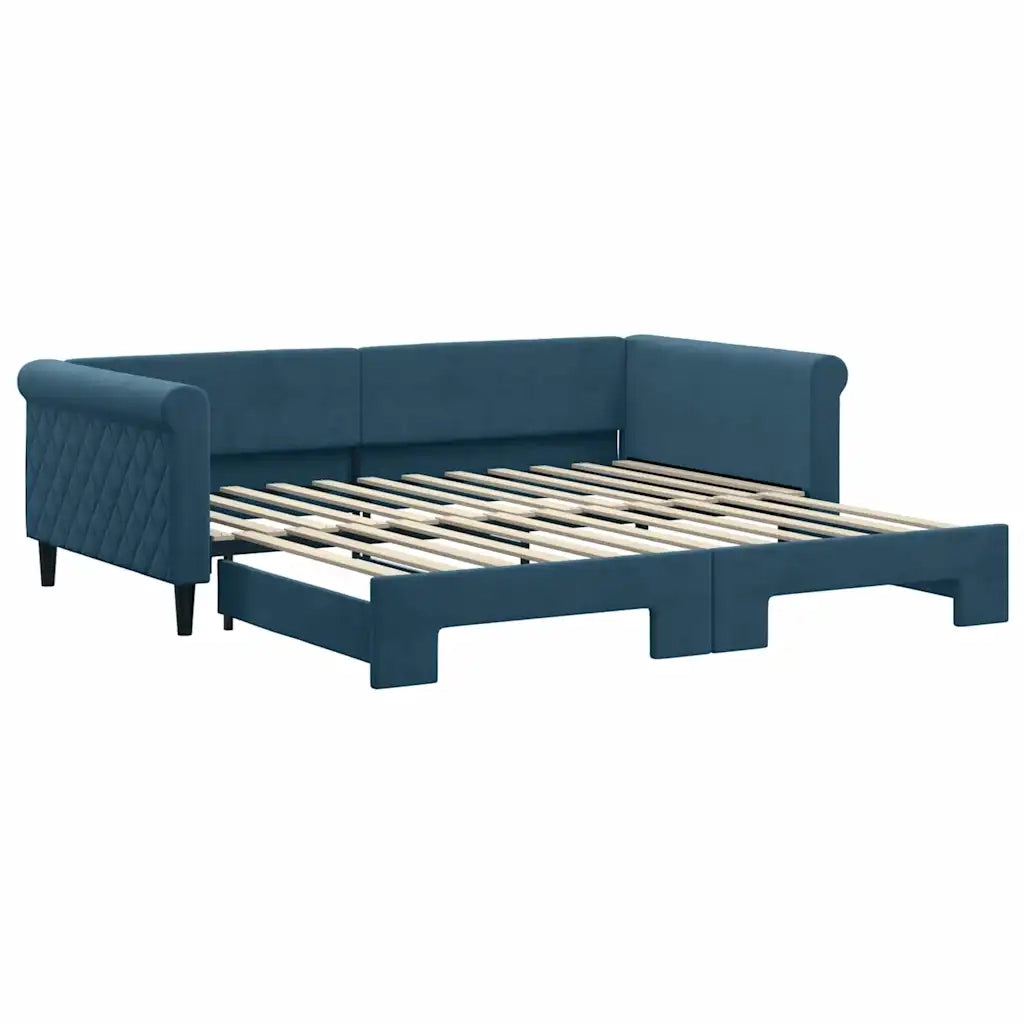 Divano Letto con Letto Estraibile Blu 100x200 cm in Velluto 3197777