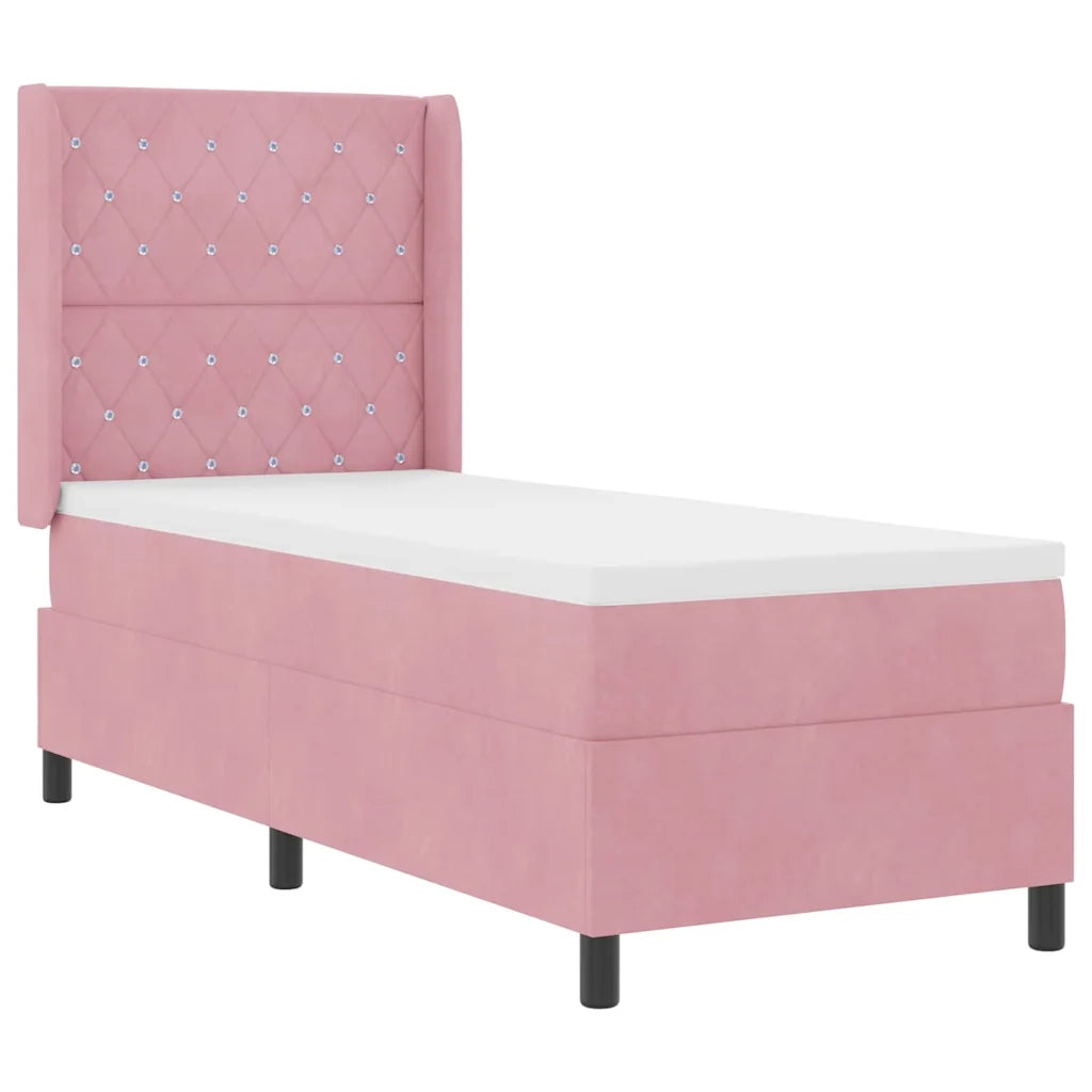 Letto a molle con testiera Rosa 80 x 200 cm Velluto 3341929