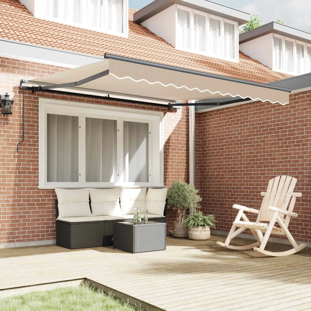 Tenda retrattile-Tenda parasole per balcone Beige 300 x 250 cm Poliestere e Acciaio