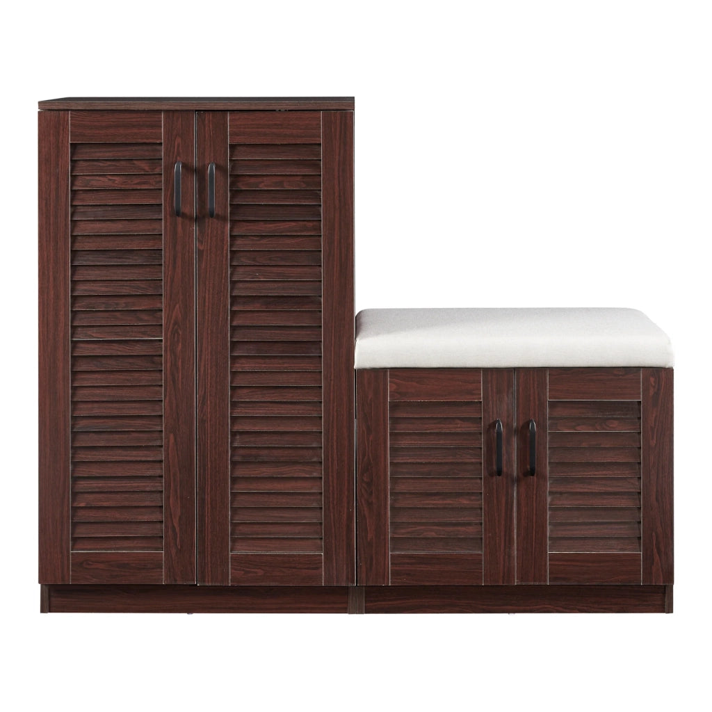 Mobiletto portascarpe Løten con panca MDF 97 x 120 x 36 cm effetto Wattengé 03_0010123