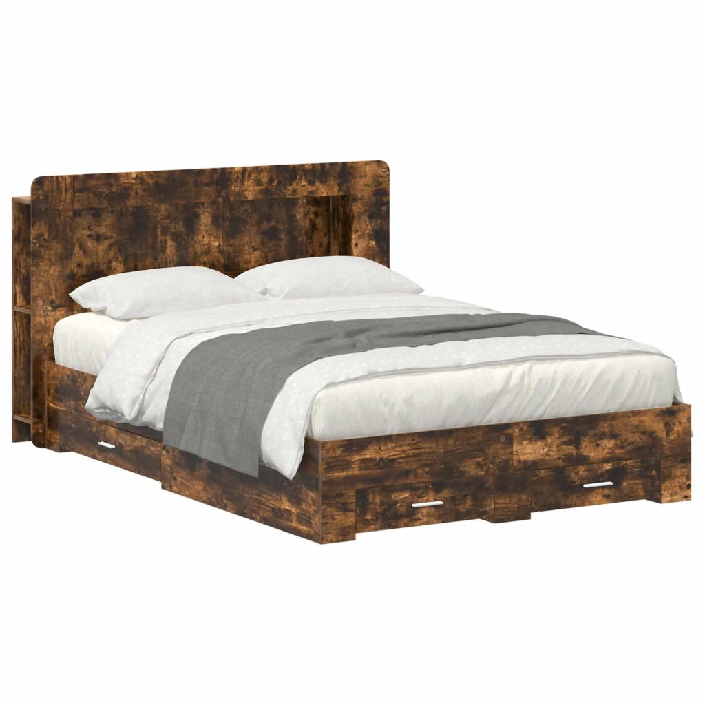 Telaio del letto con storage Rovere Fumo 150 x 200 cm