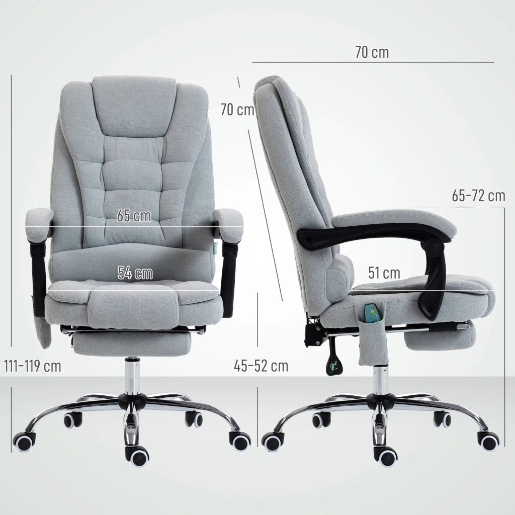 Sedia da ufficio massaggiante e riscaldante con schienale reclinabile ¨C Zephmum ¨C Grigio 65x70x111-119cm