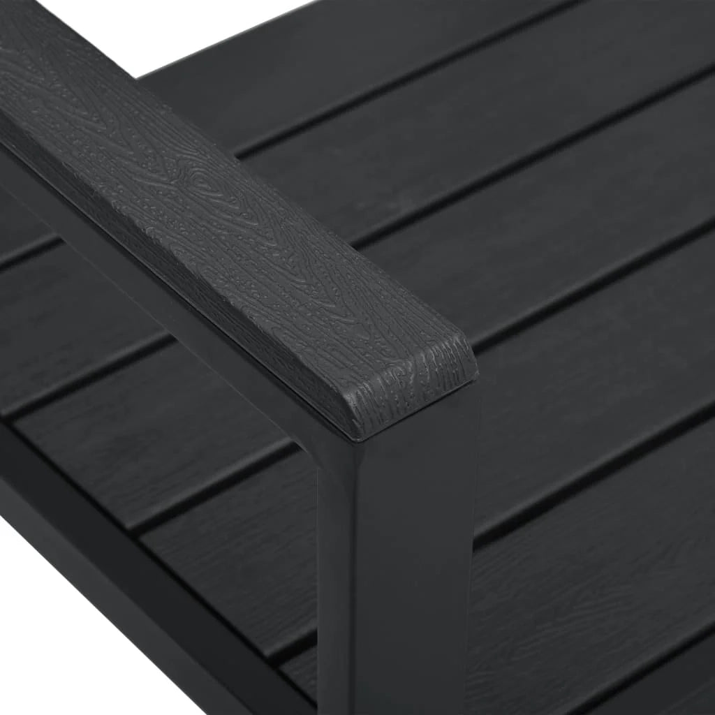 Panca da giardino mobili da esterno terrazza 120 cm HDPE nero effetto legno 02_0011206