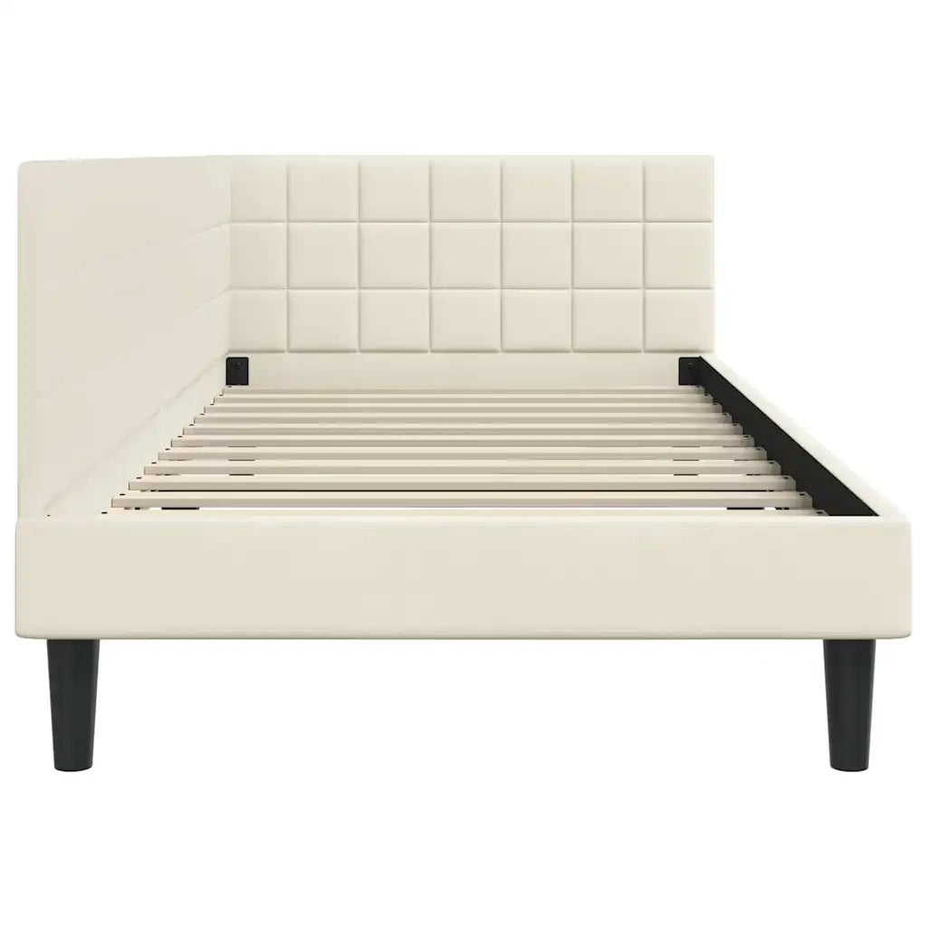 Cornice del letto ad angolo Crema 90 cm x 200 cm Velluto