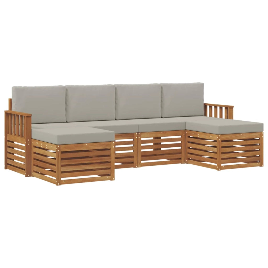 Set divani con cuscino 6 pcs Grigio Naturale e Chiaro