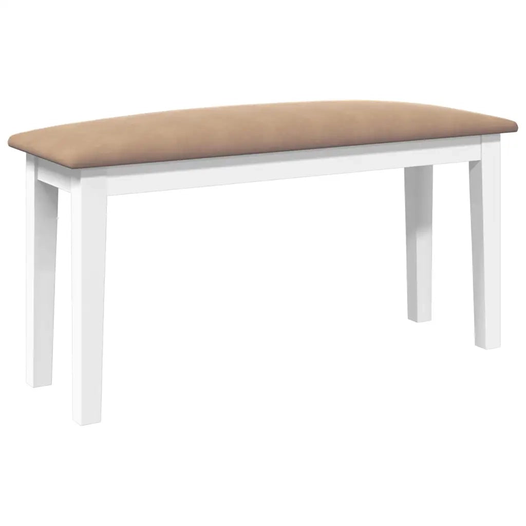 Panca-Sgabello 90 cm Bianco in Legno Massello di Hevea 587447