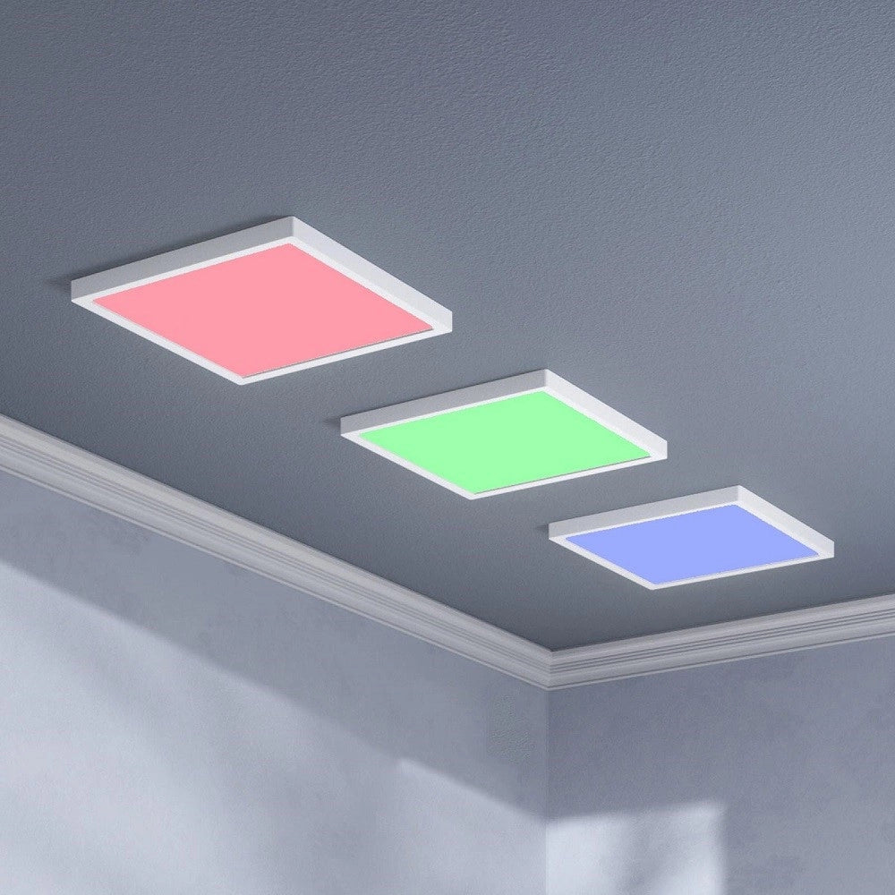 Trade Shop - Plafoniera Led 94w Luce Rgb+3000k Rgbw 24v Cromoterapia Lampada Soffitto 62x62cm -
