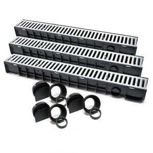 Canale di scolo 3x1m con griglia per scarico acqua 1,5t Canaletta di drenaggio