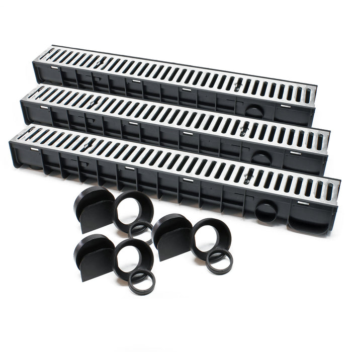 Canale di scolo 3x1m con griglia per scarico acqua 1,5t Canaletta di drenaggio