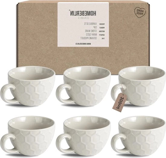 Set di tazze da caffè a 6 pezzi - 200 ml - premium - moderno - ceramica di alta qualità - manufatti a mano - tazze da caffè a 6 pezzi