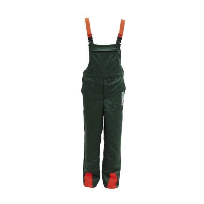 BRUMAR BM 18642 Pettorina Cotone Heavy Antitaglio Classe I con Tasche e Bretelle Regolabili colore Verde con Inserti Arancioni