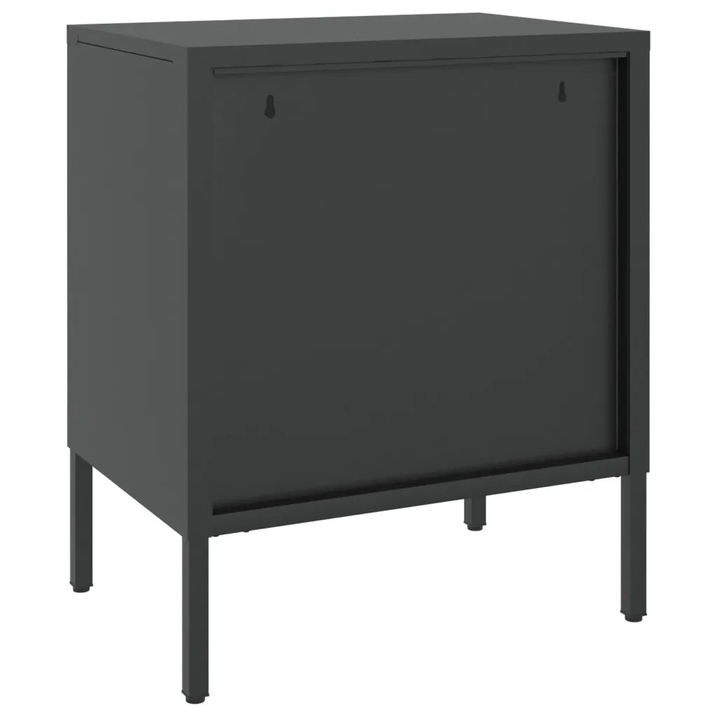 Set di 2 Comodini | Armadio da Notte | Mobiletto da notte Neri 50x35x60 cm in Vetro e Acciaio