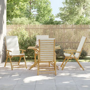 Sedie da Giardino Reclinabili 4 pz Cuscini Bianco Crema Bambù