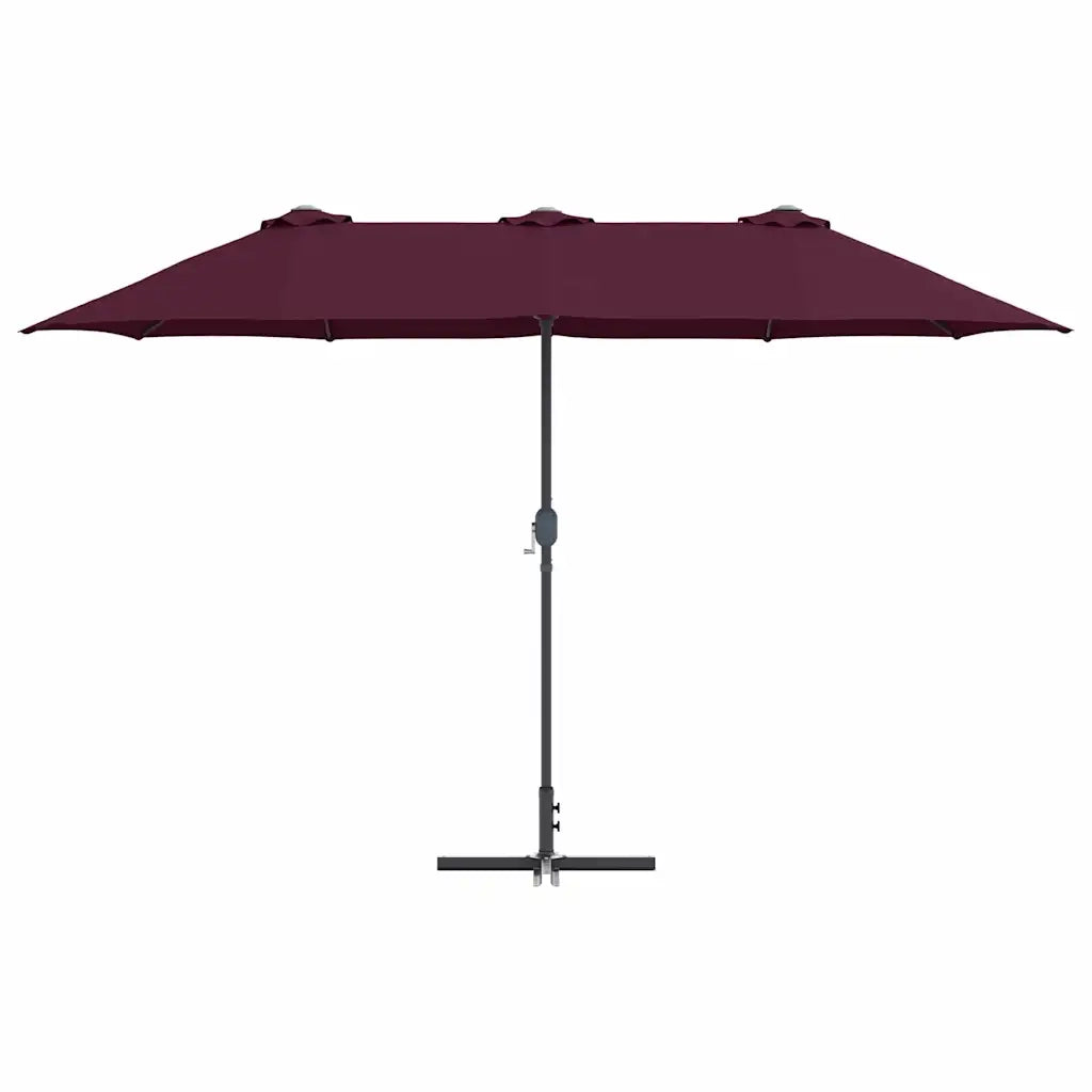 vidaXL Ombrello da giardino Rosso bordò 370 x 197 x 239 cm