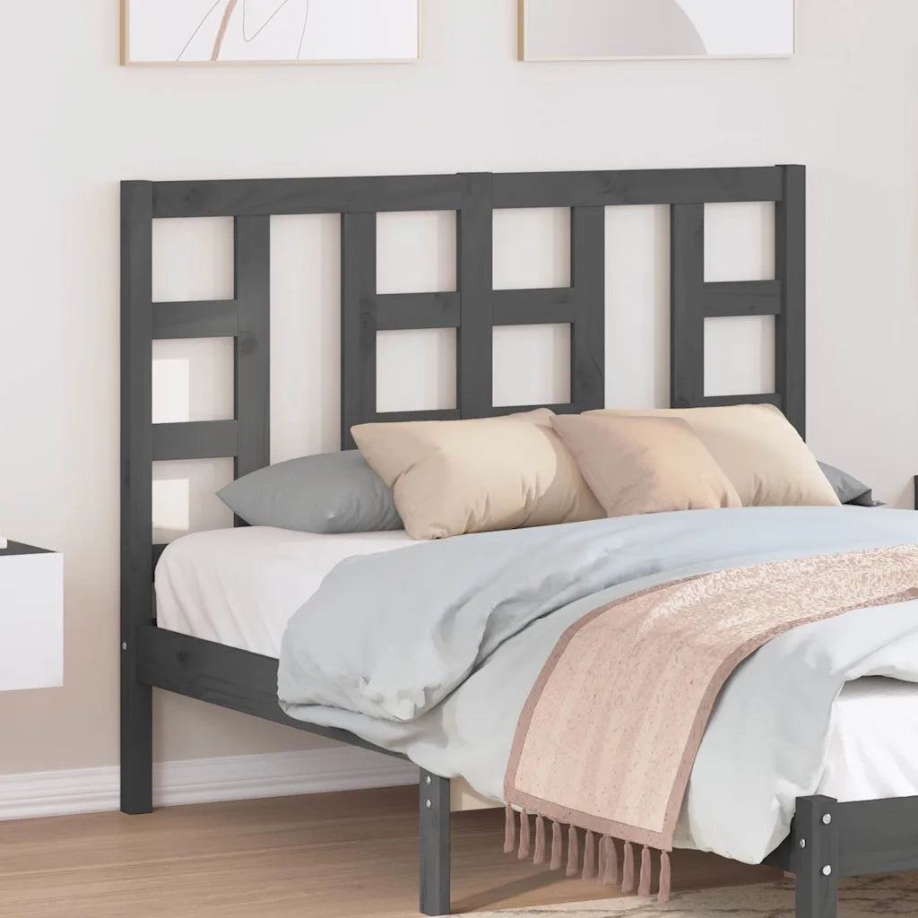 Testiera per Letto Grigia 126x4x100cm in Legno Massello di Pino 817832