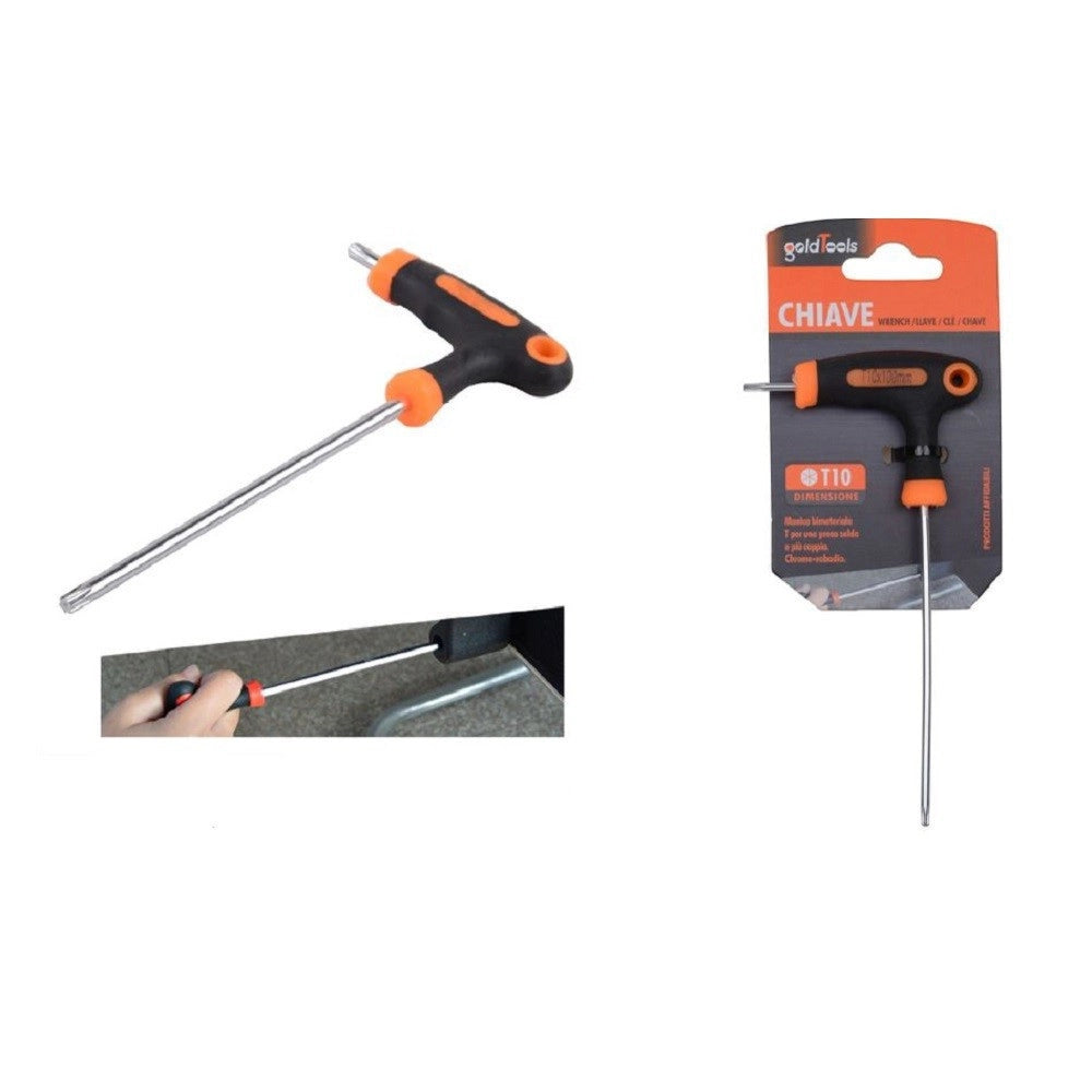 Trade Shop - Chiave Brugola T Trapezoidale Punta Stella T10x100mm Impugnatura Ergonomica 91802 -