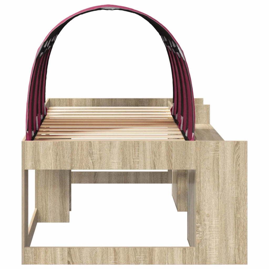 Letto con Tunnel con lo scaffale 3 pz Rovere Sonoma e Rosso 3423615