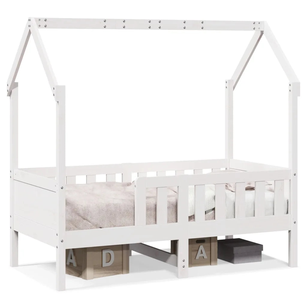 Giroletto Casetta Bambini Bianco 80x160 cm Legno Massello Pino 850711