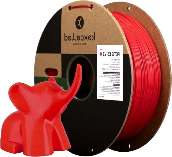 Filamento 3D +/- 0,003mm 1kg Bobina (22lbs) Resistenza Chimica Adatto per la maggior parte dei Stampanti FDM - Rosso - Filamento PETG 1,75mm