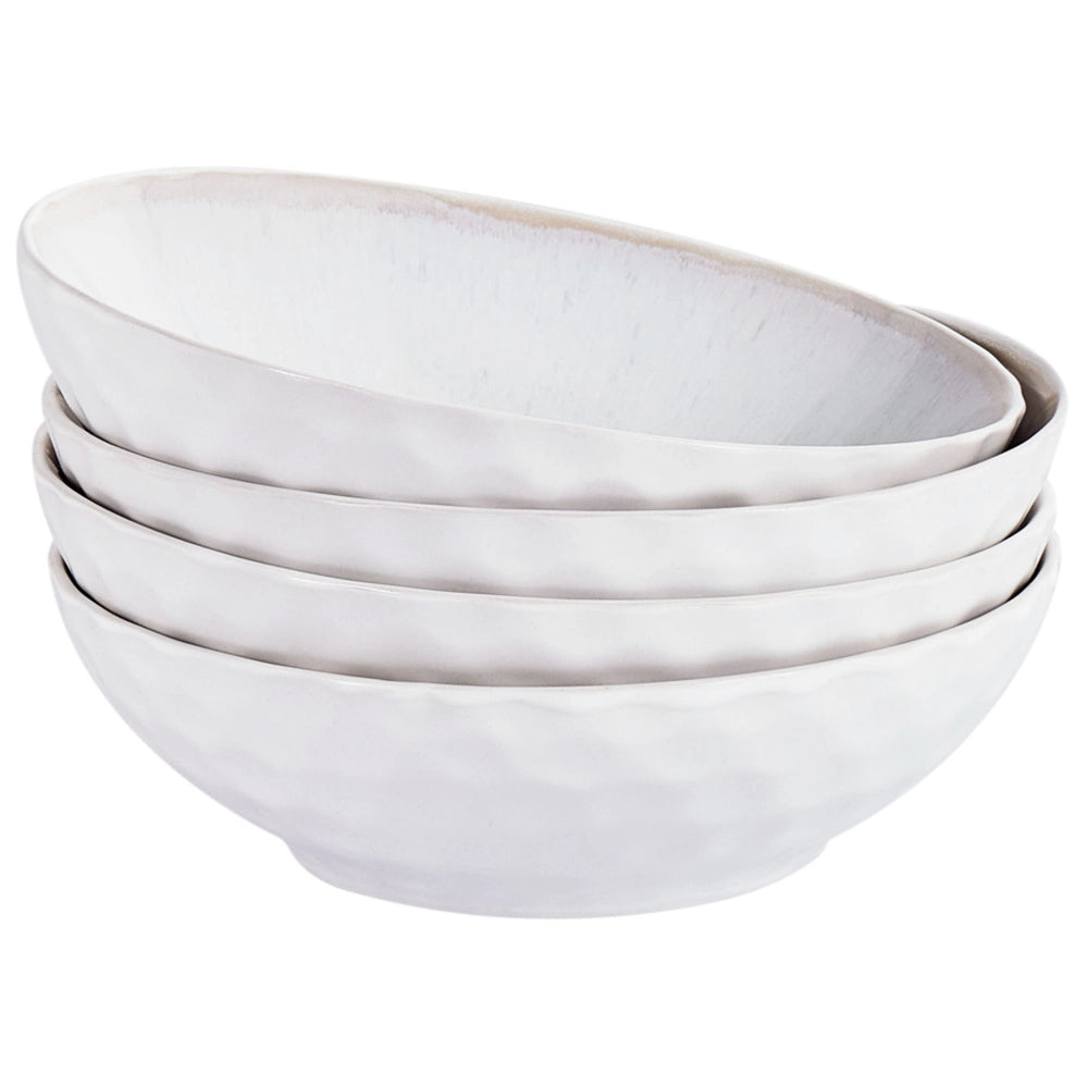 Set di 4 piatti fondi fatti a mano finitura smalto reattivo Grigio chiaro Cucina Sala da pranzo