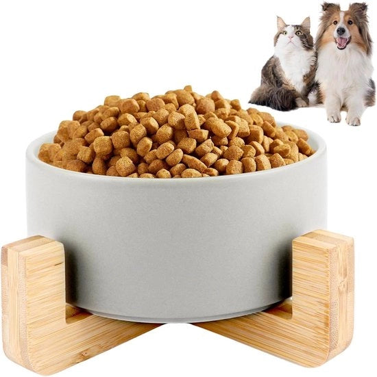Ciotola per cani in ceramica con cornice - grigio - 850 ml - antiscivolo - per piccoli cani - ciotola per gatti