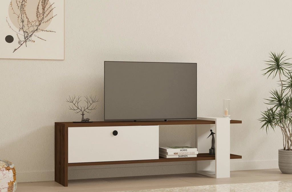 Taurasi, Mobile Porta tv Un'anta, 120x25x37h cm Bianco