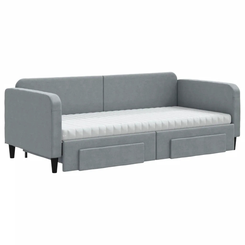vidaXL Divano Letto Estraibile Cassetti Grigio Chiaro 90x200cm Tessuto