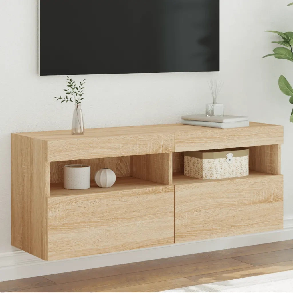 Mobile TV a Parete | Armadietto TV | Mobile Porta TV con Luci LED Rovere Sonoma 100x30x40 cm