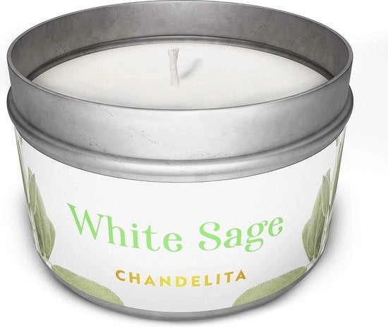 Set per la purificazione, rilassamento, meditazione e guarigione dei chakra con candela di salvia bianca e soja