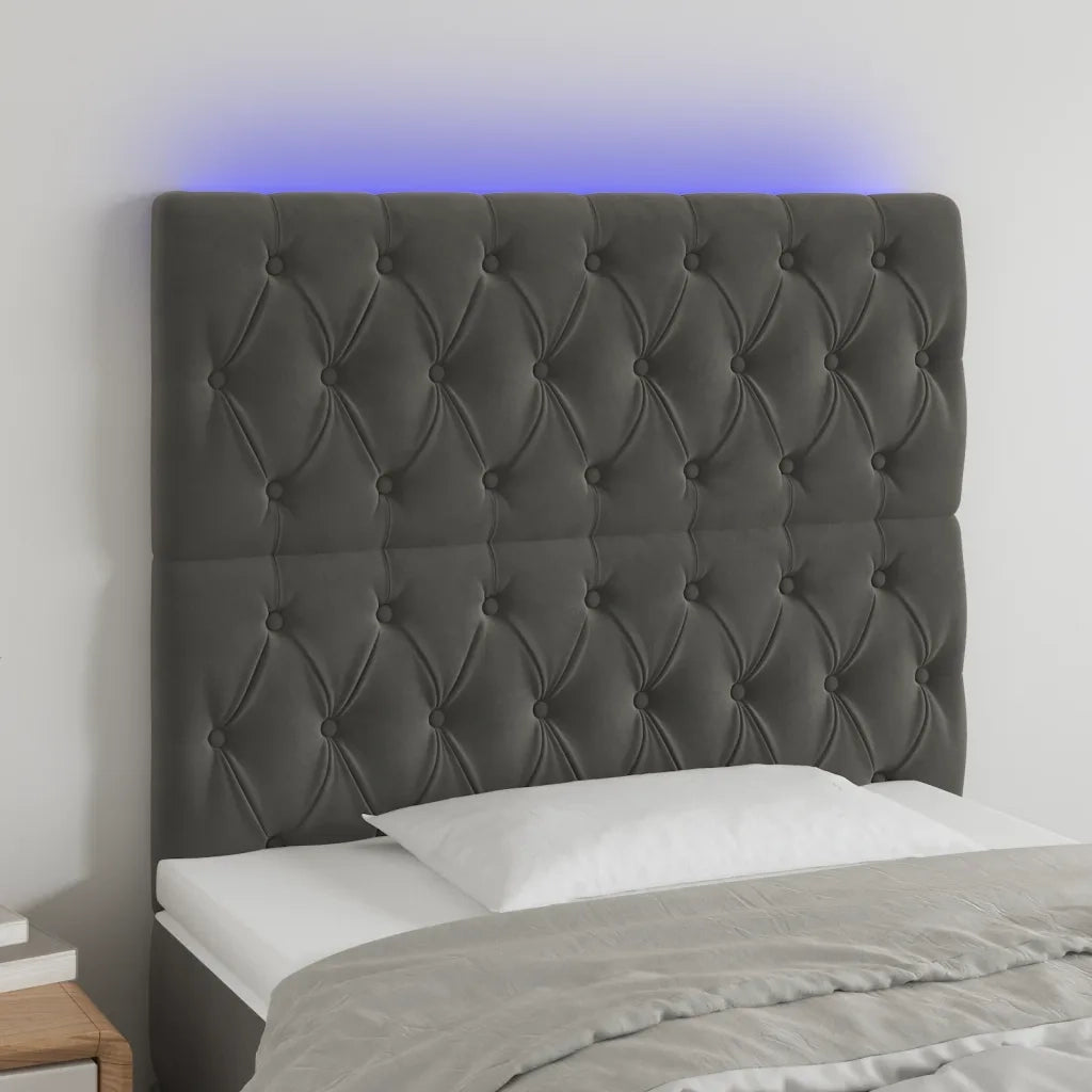 Testiera | Testata a LED GrigioScuro 100x7x118/128cm in Velluto