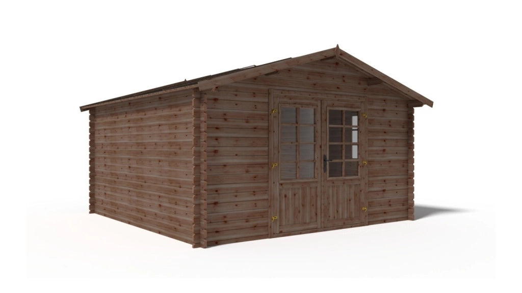 Casetta da giardino in legno - 15.2m2 - 3.9x3.9m - impregnata - 34mm - colore: marrone - DOM563 - ALTANKA