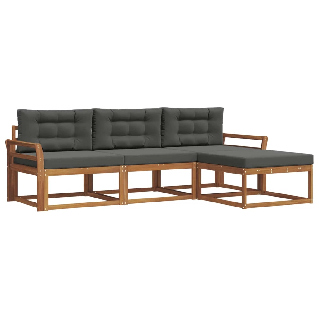 Set di divani da esterno con cuscino 4 pcs Naturale e Antracite