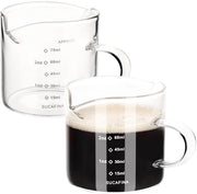 Misura Espresso a Vaso 75ml - Bocchetta a Doppio Tappo - Tappo a V - Campo di Temperatura - Bicchiere a Vetro di Precisione - Manico Progettato a Mano