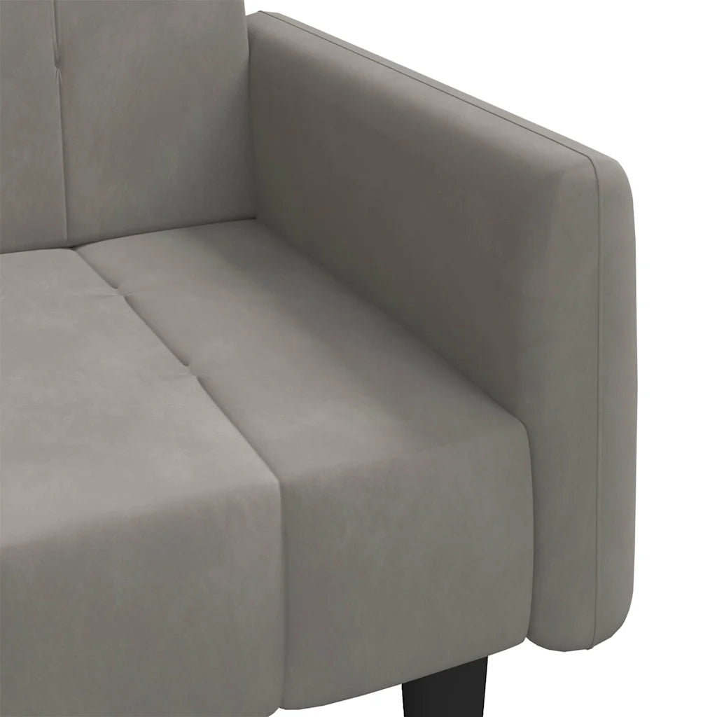 Divano Letto a 2 Posti Grigio Chiaro in Velluto 375774