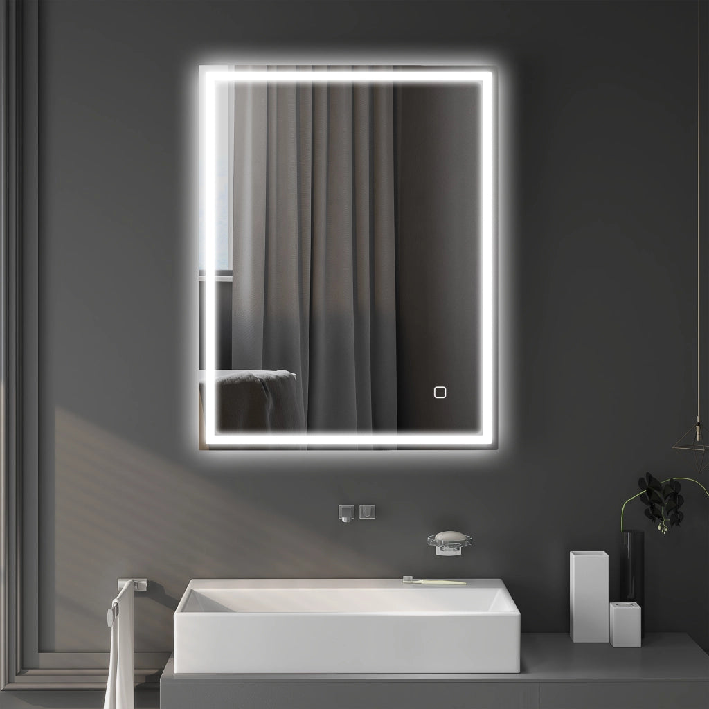 Specchio da Bagno con Luce LED 90x70 cm ¨C zephmum ¨C Argento