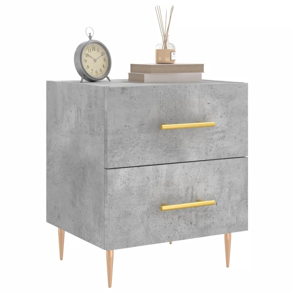 Comodino | Armadio da Notte | Mobiletto da notte Grigio Cemento 40x35x47,5 cm in Legno Multistrato