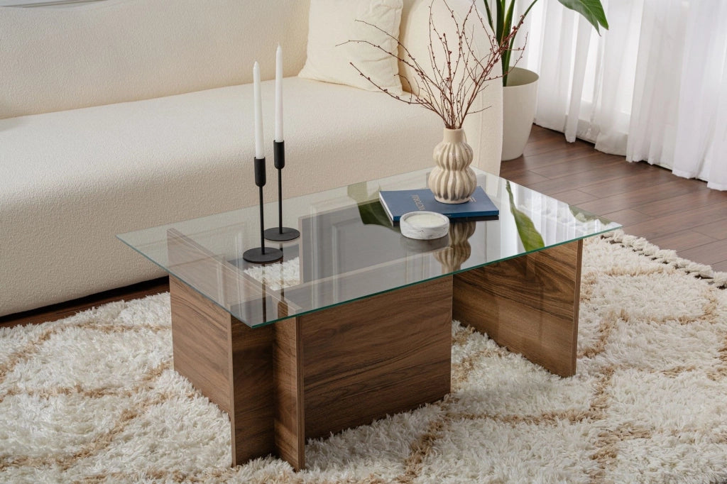 Tavolino in legno "Vetrino" - 105 x 65 x 40 cm - Noce