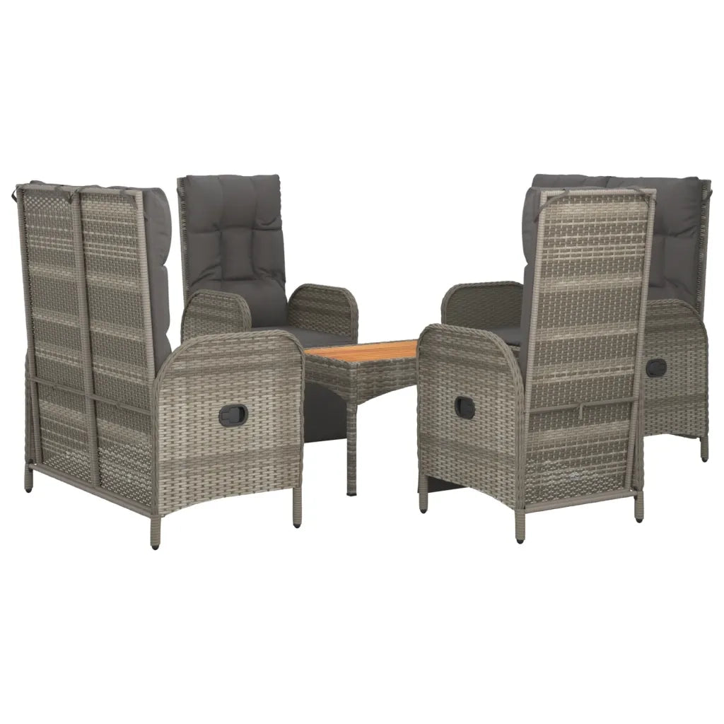 Set da Pranzo da Giardino 5 pz con Cuscini in Polyrattan Grigio 3185089